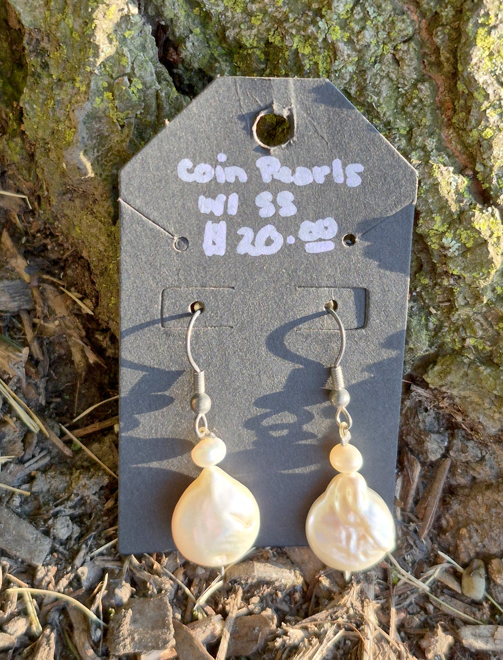Coin Pearl Sterling Silver Dangle Earrings