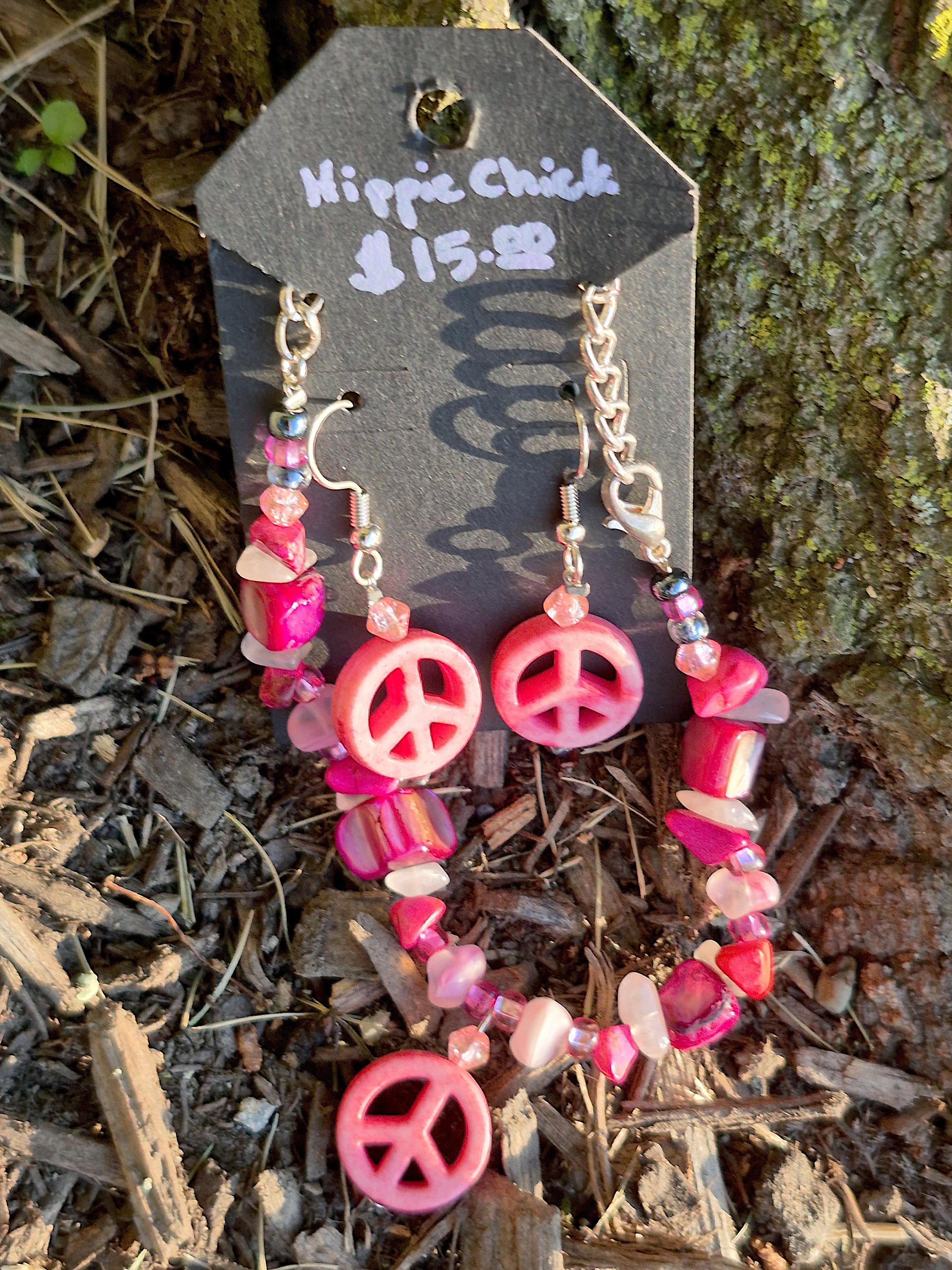Hippie Chick Pink Necklace and Earring Set