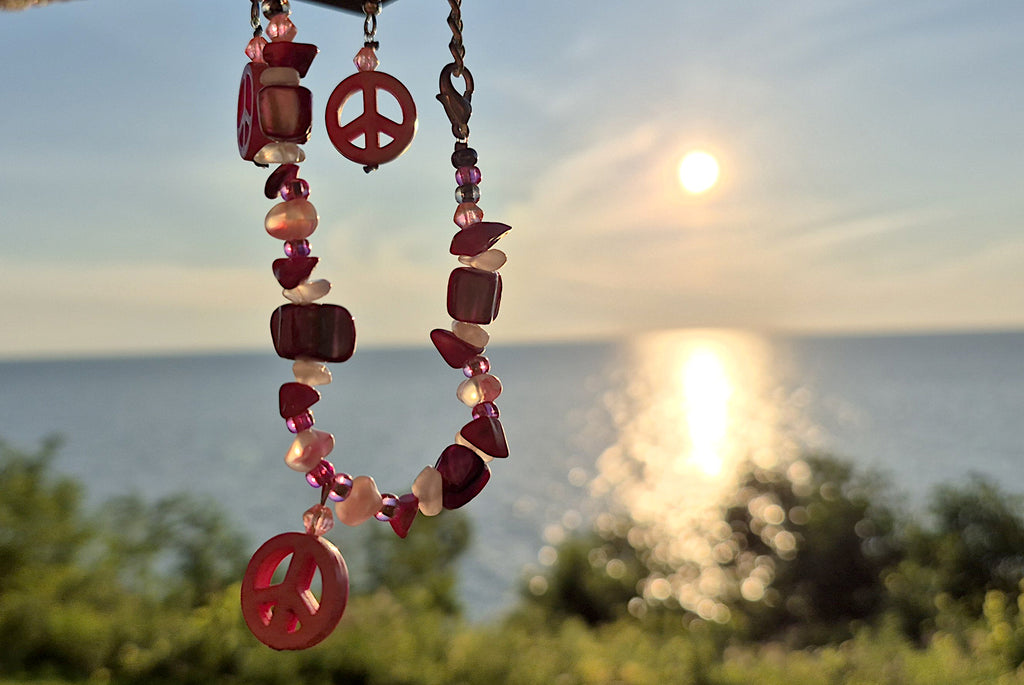 Hippie Chick Pink Necklace and Earring Set