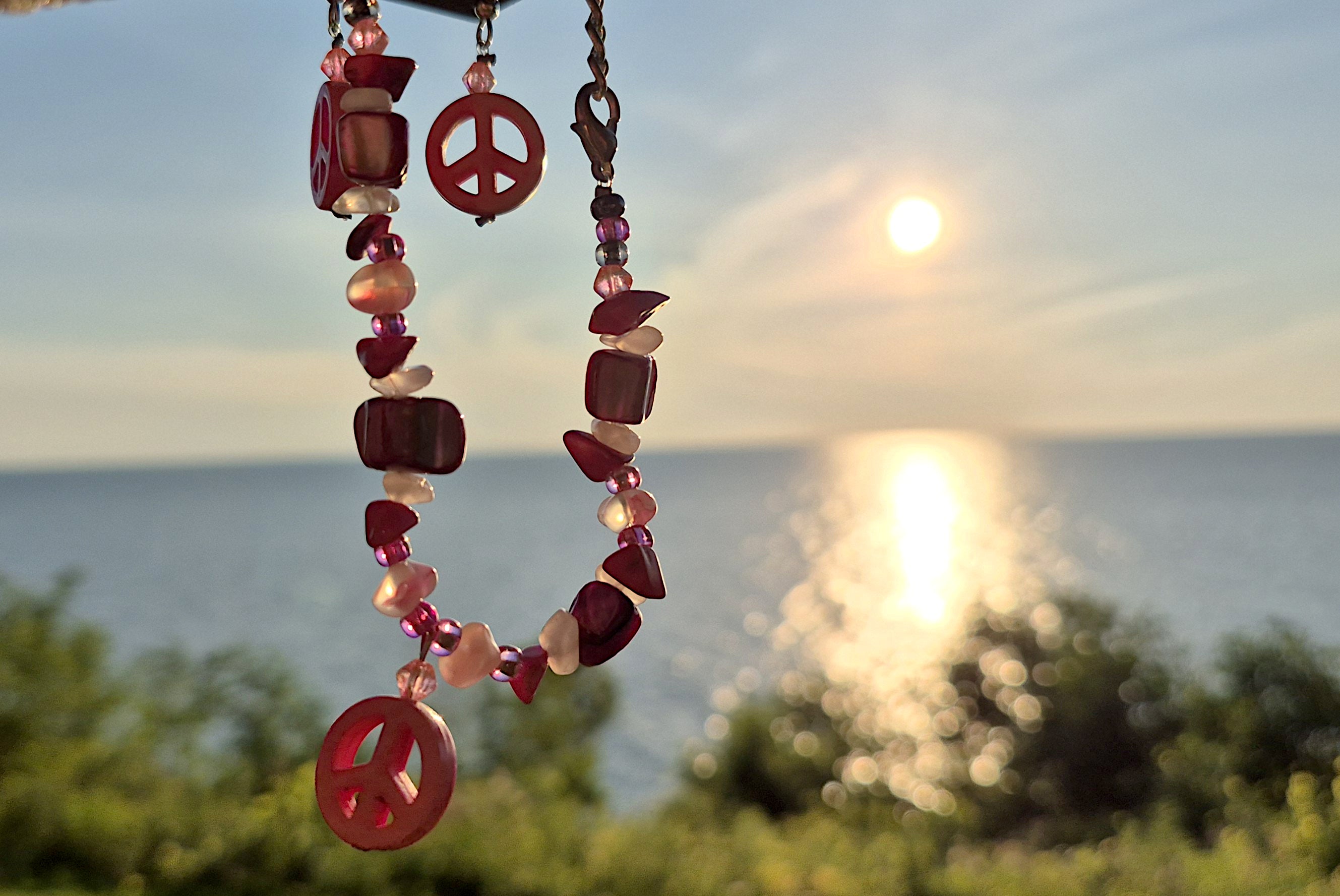Hippie Chick Pink Necklace and Earring Set