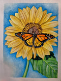 Sunflower Monarch Painting Print