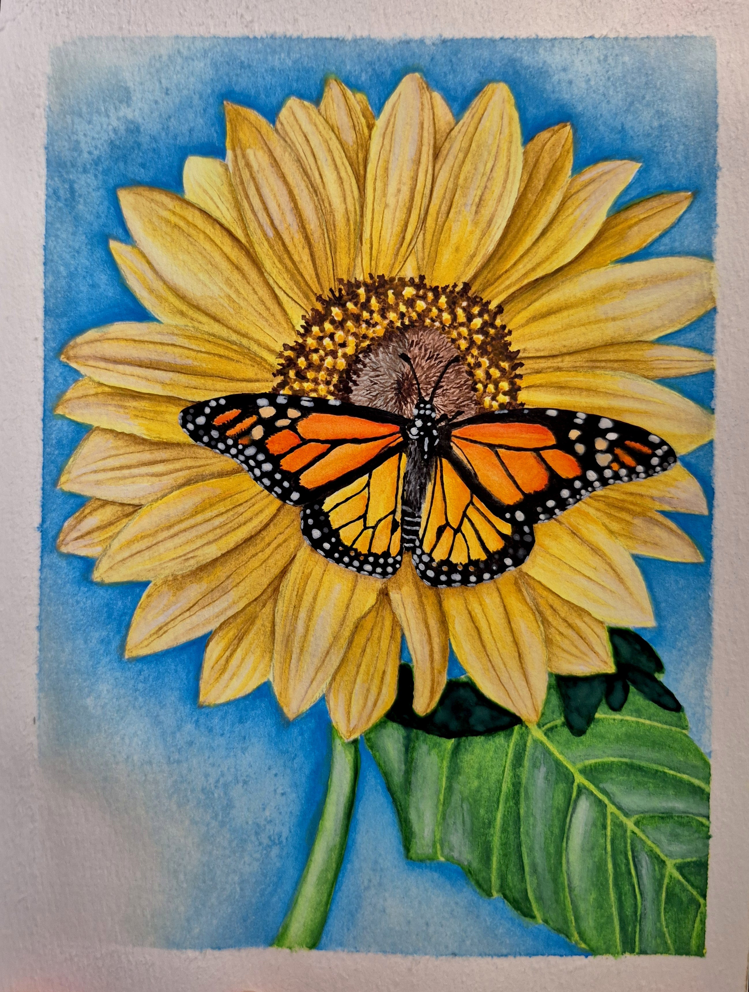 Sunflower Monarch Painting Print